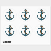Sticker Rond Cordon bleu marine et Baby shower d'Ancre (Feuille)