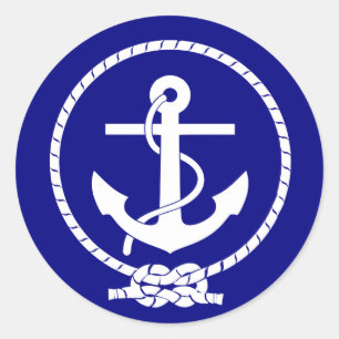 Sticker Rond Cordon bleu marine et Baby shower d'Ancre