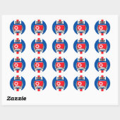Sticker Rond Corée du Nord (Feuille)