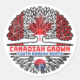 Sticker Rond Corée du Sud Corée du Sud Canada Arbre