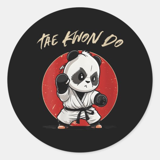 Sticker Rond Coréen Taekwondo Panda Tkd Coréen Mial (Devant)