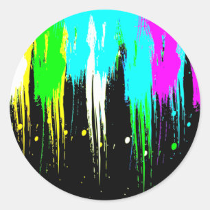 Sticker Rond Corey Tiger 1980 Vintage Paint Drip