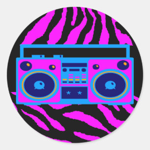Sticker Rond COREY TIGER 1980's RETRO BOOMBOX TIGER STRIPES