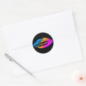Sticker Rond COREY TIGER 1980's RETRO LIPS MULTI COULEUR (Enveloppe)