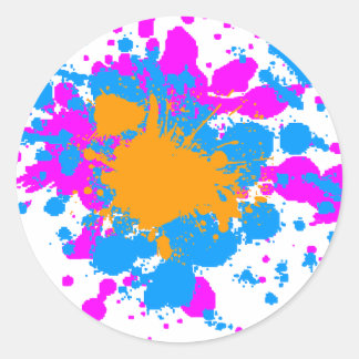 Sticker Rond Corey Tiger 80s Retro Paint Splatter (Multicolor)