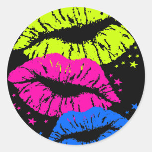 Sticker Rond Corey Tiger 80s Vintage Lips & Stars Kisses
