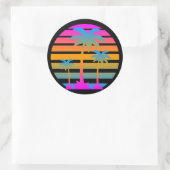 STICKER ROND COREY TIGER RETRO SUNSET PALMIERS (Sac)