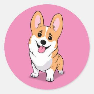 Sticker Rond Corgi