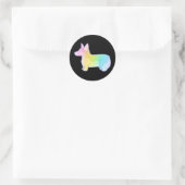 Sticker Rond Corgi arc-en-ciel mignon (Sac)