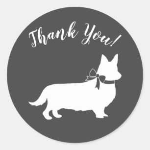 Sticker Rond Corgi Chien Baby shower Chien Chien Chien Gris Gri