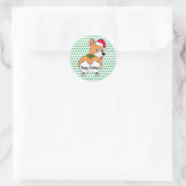 Sticker Rond Corgi chien de Noël (Sac)