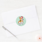 Sticker Rond Corgi chien de Noël (Enveloppe)