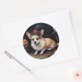 Sticker Rond Corgi Citrouilles Halloween Épouvantable (Enveloppe)