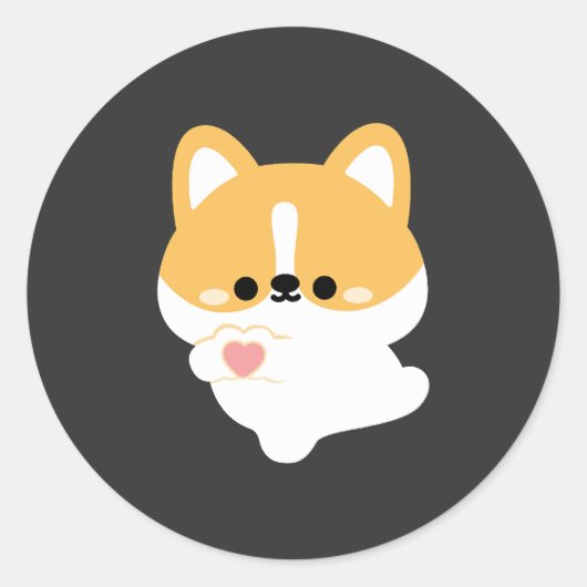 Sticker Rond Corgi d'amour (Devant)