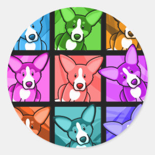 Sticker Rond Corgi d'art de bruit