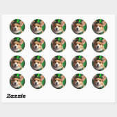 Sticker Rond Corgi Dog en robe de fête St. Patrick (Feuille)