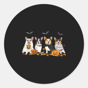 Sticker Rond Corgi fantôme d'Halloween Soky Amoureux de Corgi C