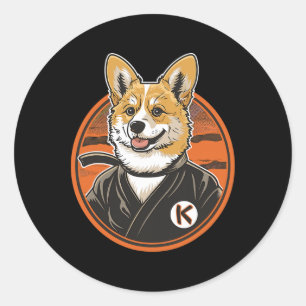 Sticker Rond Corgi In Jiu Jitsu Gi Bjj Life Karate Taekwondo Co