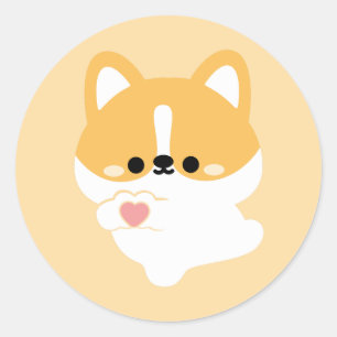 Sticker Rond Corgi mignon