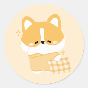 Sticker Rond Corgi mignon