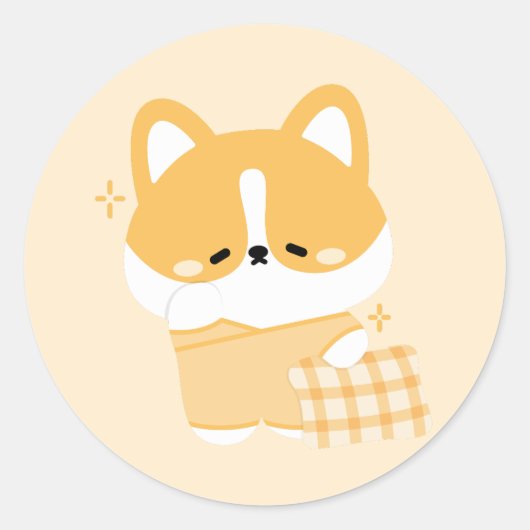 Sticker Rond Corgi mignon (Devant)