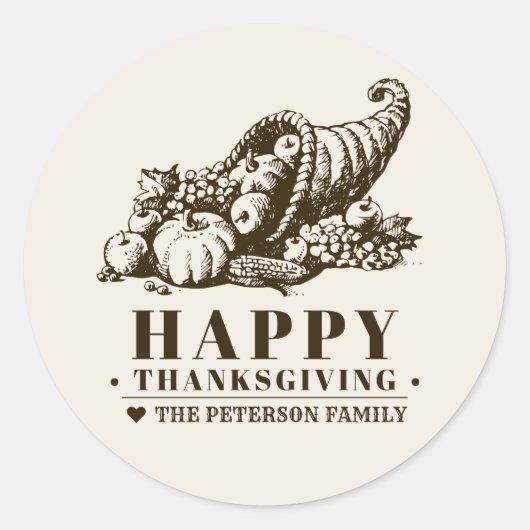 Sticker Rond Corne de Plenty | Thanksgiving (Devant)