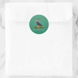 Sticker Rond Corneille corneille Oiseau Amant Noël Chapeau de S
