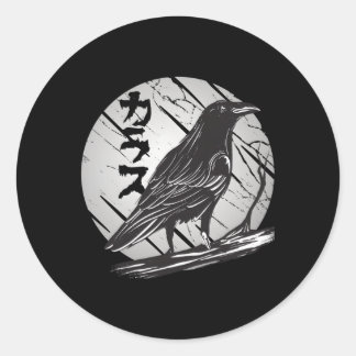 Sticker Rond Corneille noire gothique