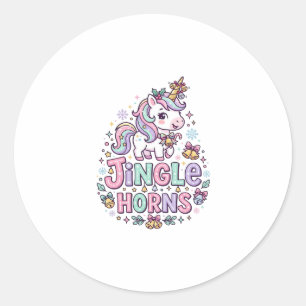 Sticker Rond Cornes de clochettes de licorne Vêtements charmant