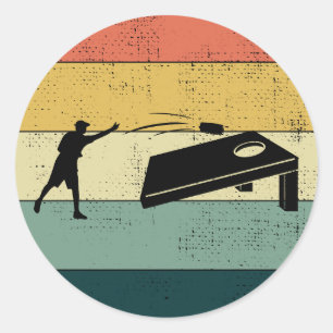 Sticker Rond Cornhole Bean Bag Toe extérieur pelouse Jeu Retro