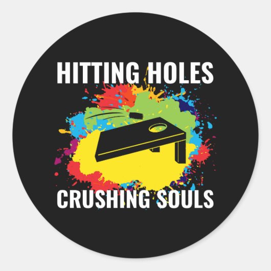 Sticker Rond Cornhole Bean Bag Toss Outdoor Lawn Game Funny (Devant)