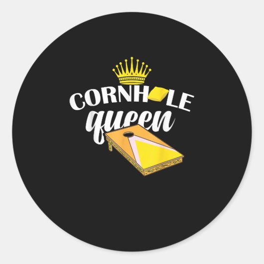 Sticker Rond Cornhole Queen Bean Sac Funny Cornhole (Devant)