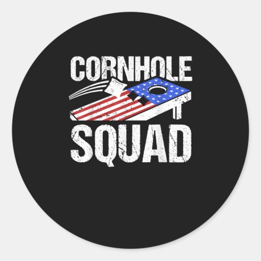 Sticker Rond Cornhole Squad Cornhole Joueur Cornhole (Devant)