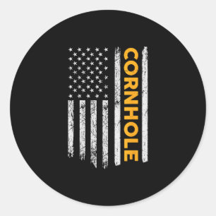 Sticker Rond Cornhole US Drapeau Cornhole Game Lovers Cadeau