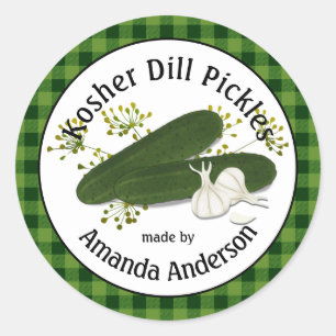 Sticker Rond Cornichons au Plaid Kosher 3"