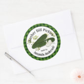 Sticker Rond Cornichons au Plaid Kosher  3" (Enveloppe)