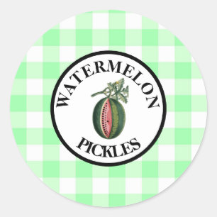 Sticker Rond Cornichons de pastèque à carreaux