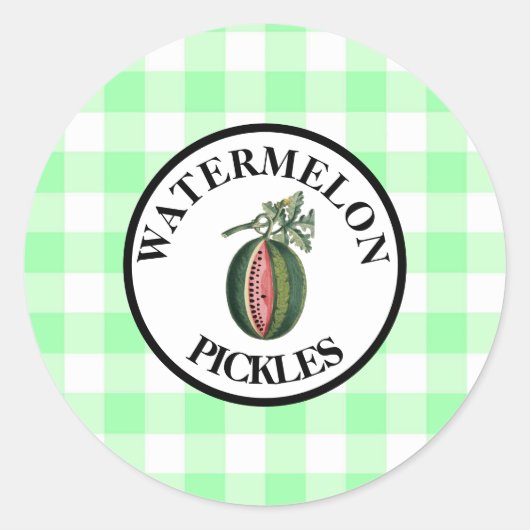 Sticker Rond Cornichons de pastèque à carreaux (Devant)