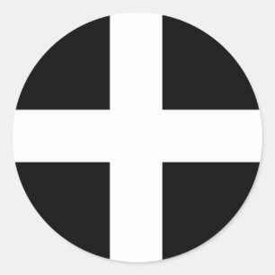 Sticker Rond Cornouailles - Drapeau Cornique / St. Piran's