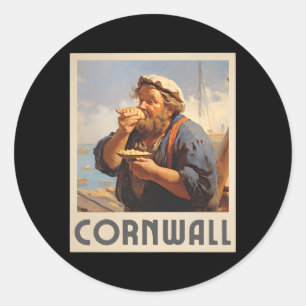 Sticker Rond Cornouailles Manger Pasty Cornouailles