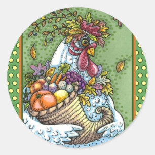 STICKER ROND CORNUCOPIA HEN, GRÂCE À LA RÉCOLTE DE CHUCHES