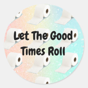 Sticker Rond Corona Virus Toilet Roll Parties scintillant rose