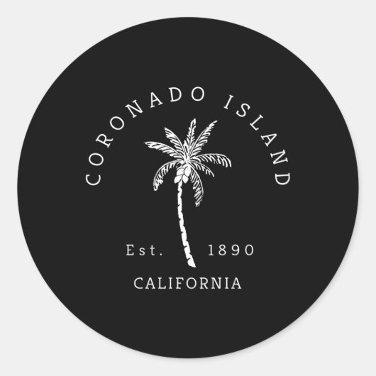 Sticker Rond Coronado Island California Palm Tree (Devant)