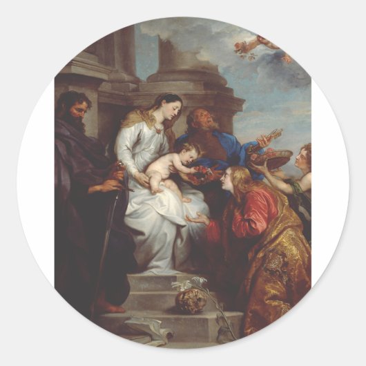 Sticker Rond Coronation de Saint Rosalia par Anthony van Dyck (Devant)