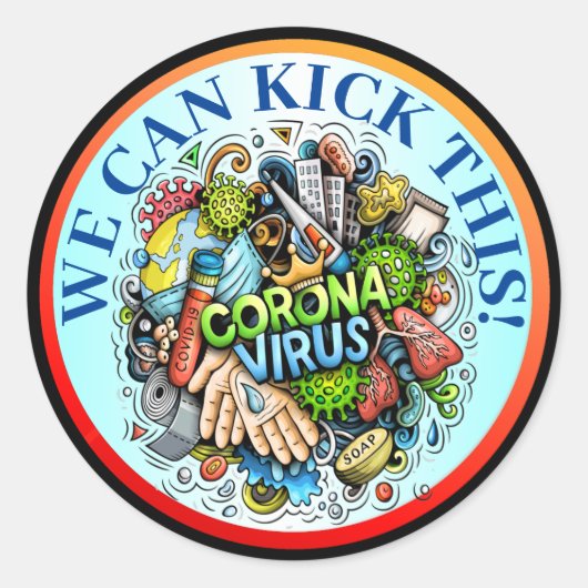 Sticker Rond Coronavirus Kick It (Devant)