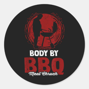 Sticker Rond Corps Par Bbq Viande Eglise Grill Grill Fumer Barb