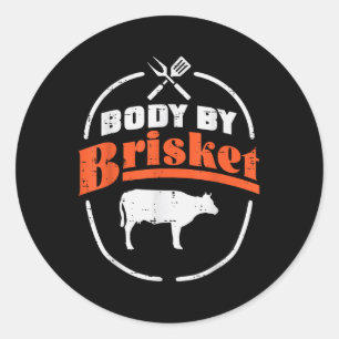 Sticker Rond Corps Par Brisket Drôle Barbecue Viande Grill Homm
