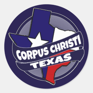 Sticker Rond Corpus Christi Texas drapeau d'éclatement autocoll