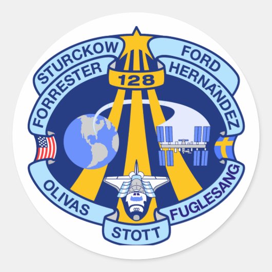 Sticker Rond Correctif de mission STS-128 (Devant)