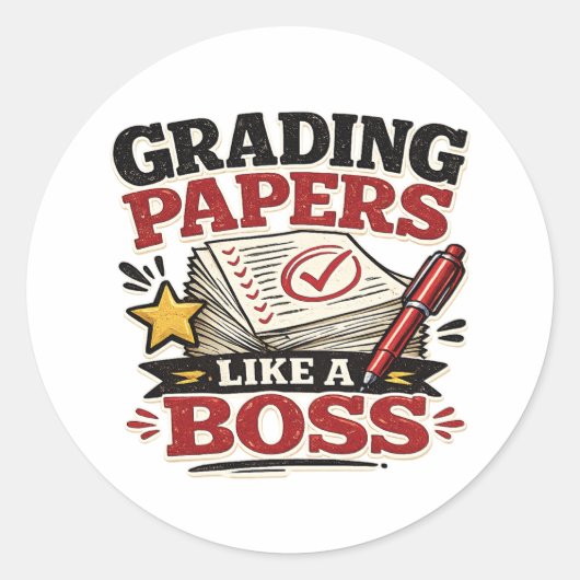 Sticker Rond Correction des copies comme un chef Professeur drô (Devant)